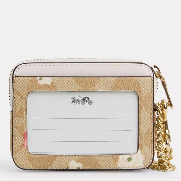 $69 NWT COACH Zip Card Case & Id Signature Canvas Floral - Picture 3 of 3
